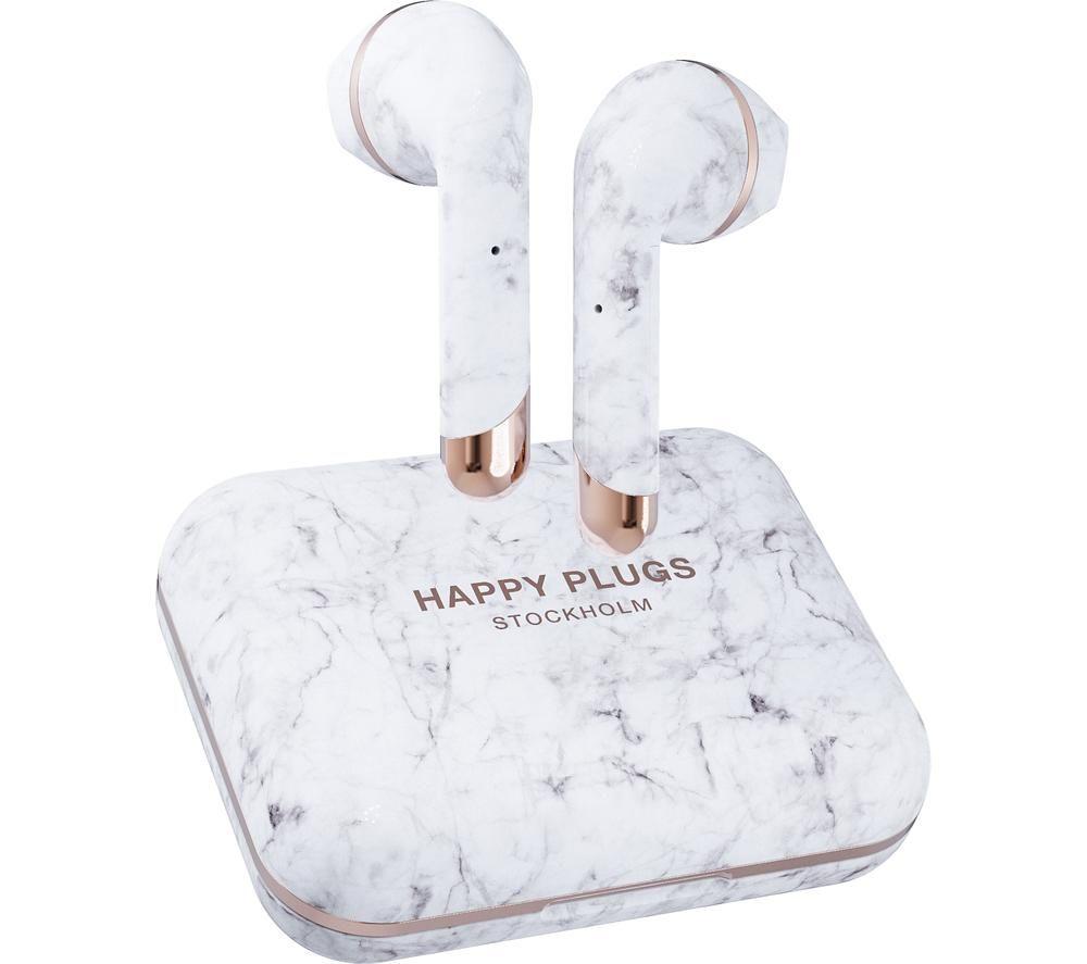 HAPPY PLUGS Air 1 Plus Wireless Bluetooth Earphones - White Marble