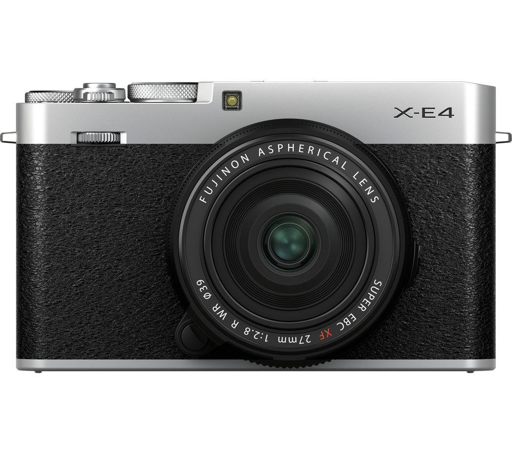 FUJIFILM X-E4 Mirrorless Camera with FUJINON XF 27 mm f/2.8 R WR Lens - Silver