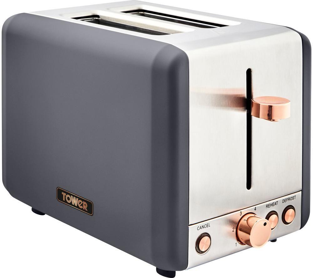 TOWER Cavaletto T20036RGG 2-Slice Toaster - Grey & Rose Gold