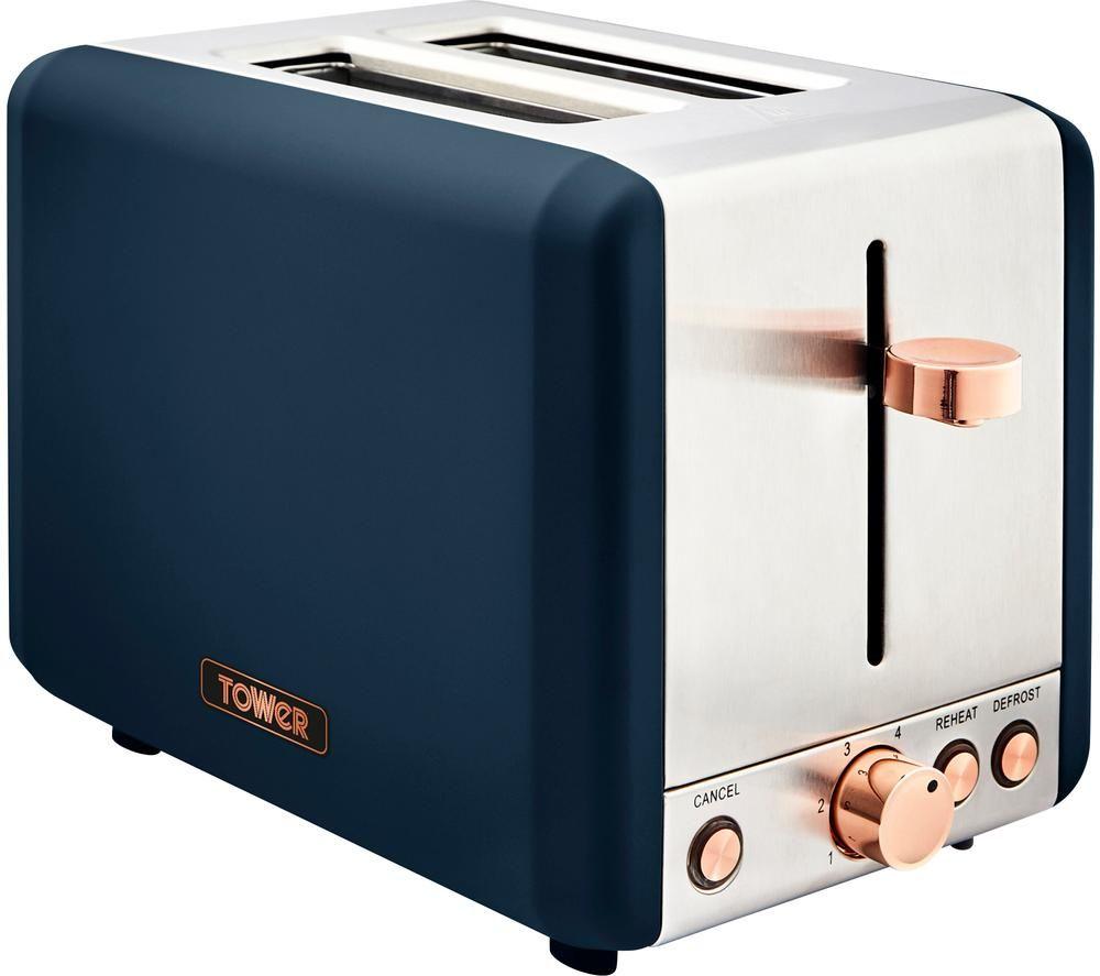 TOWER Cavaletto T20036MNB 2-Slice Toaster - Blue & Rose Gold