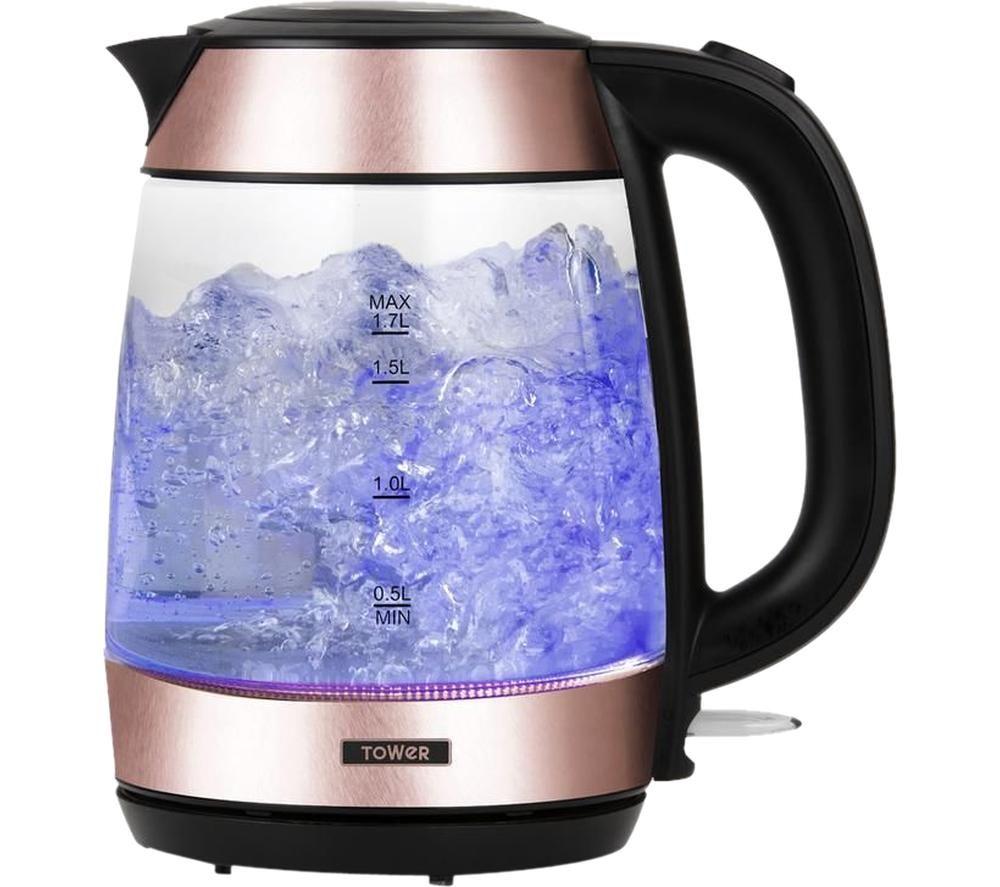 TOWER T10040RG Glass Jug Kettle - Rose Gold