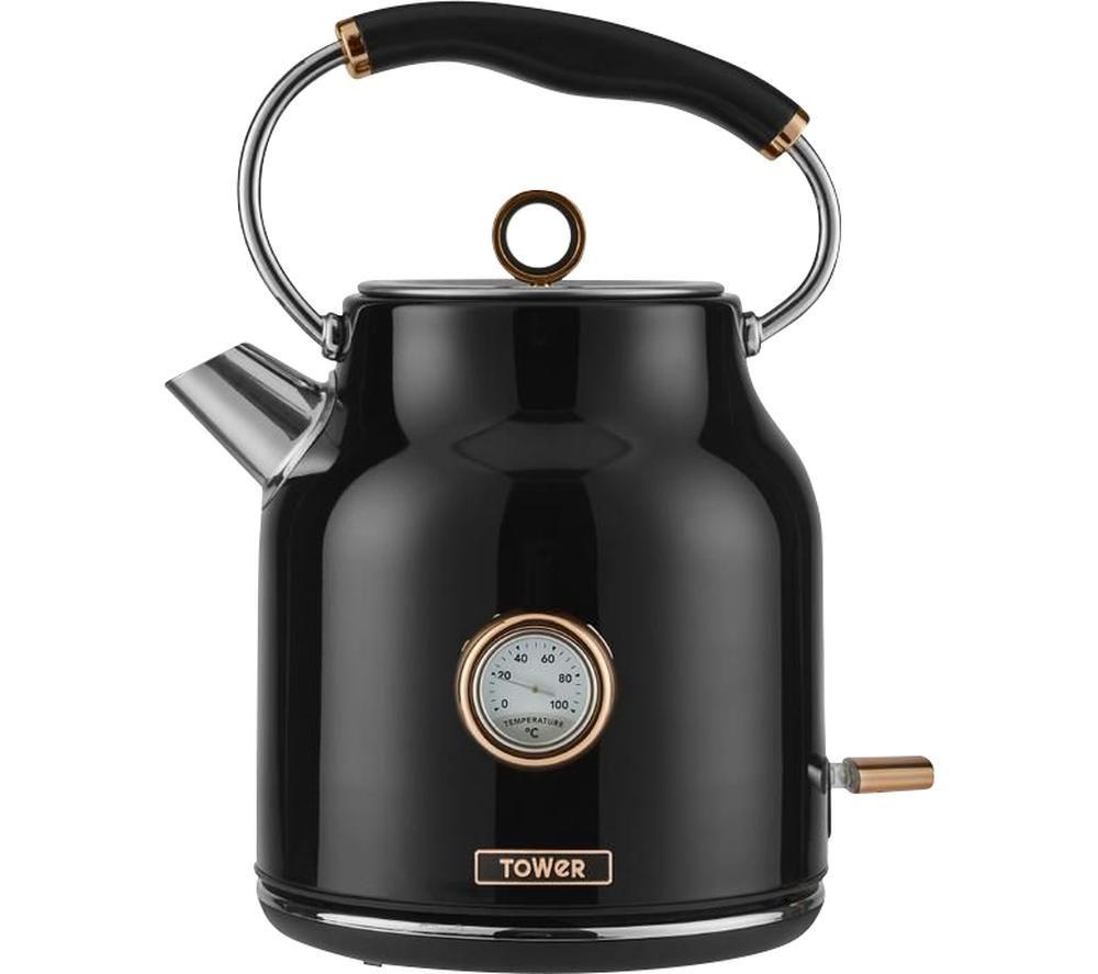 TOWER Bottega T10020 Traditional Kettle - Black & Rose Gold