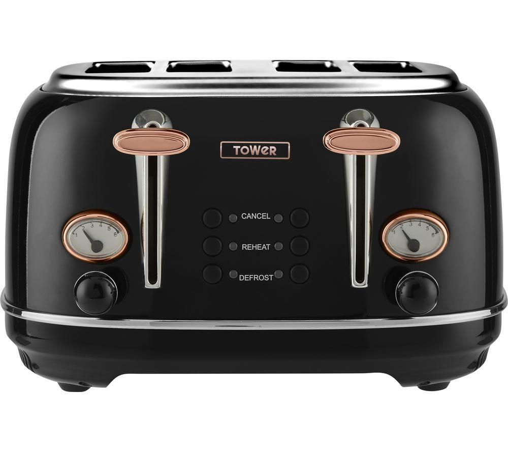 TOWER Bottega T20017 4-Slice Toaster - Black