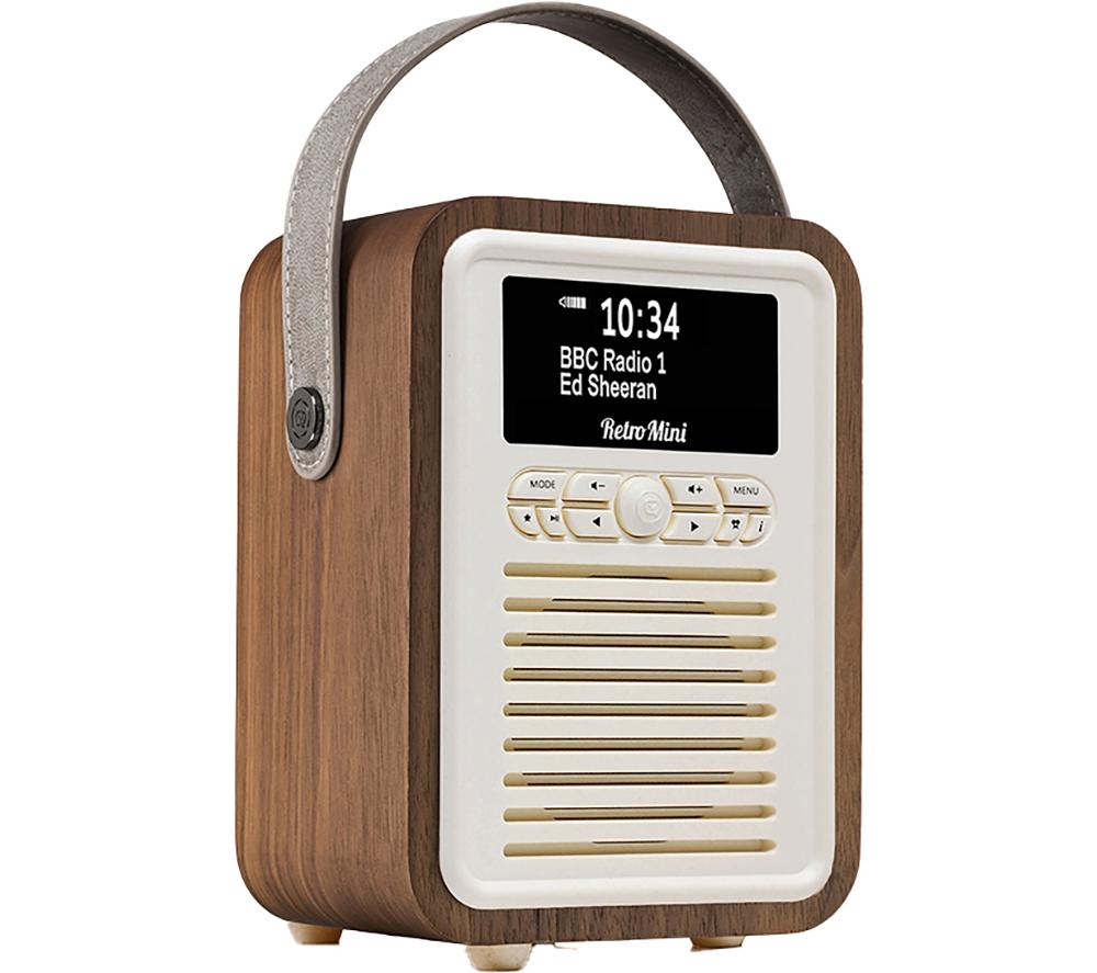 VQ Retro Mini Portable DAB Bluetooth Radio - Walnut