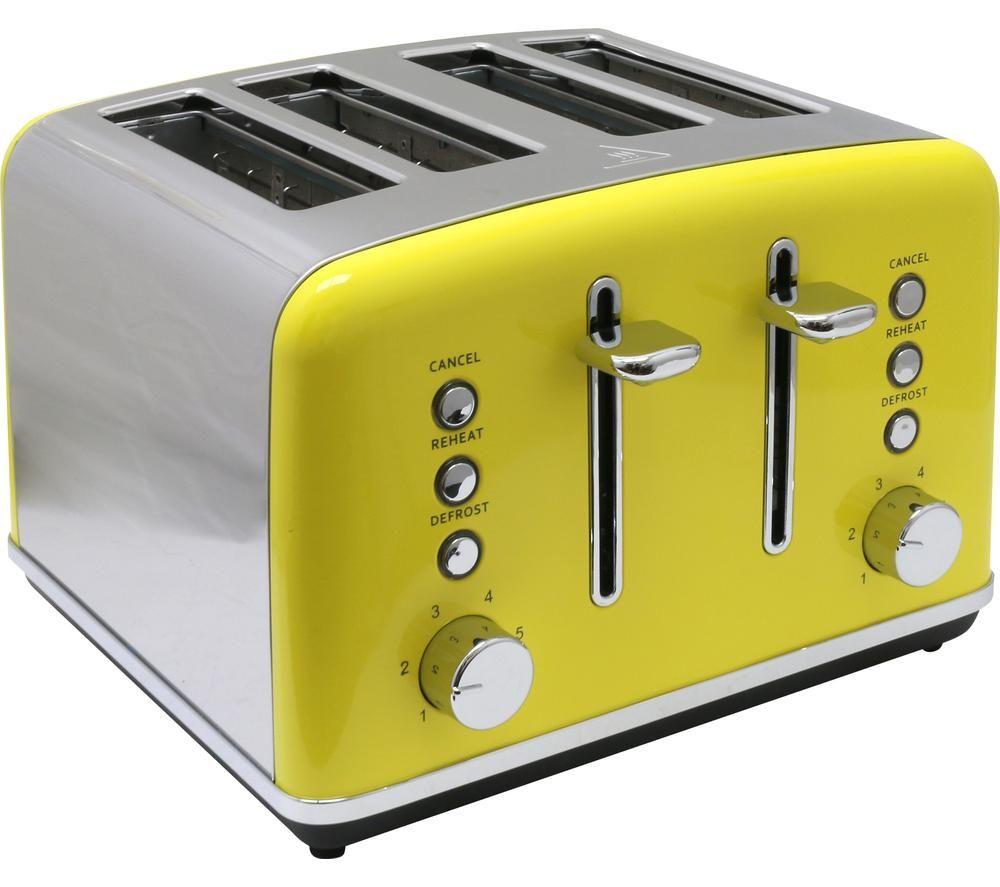 DAEWOO Soho SDA1997 4-Slice Toaster - Yellow & Silver