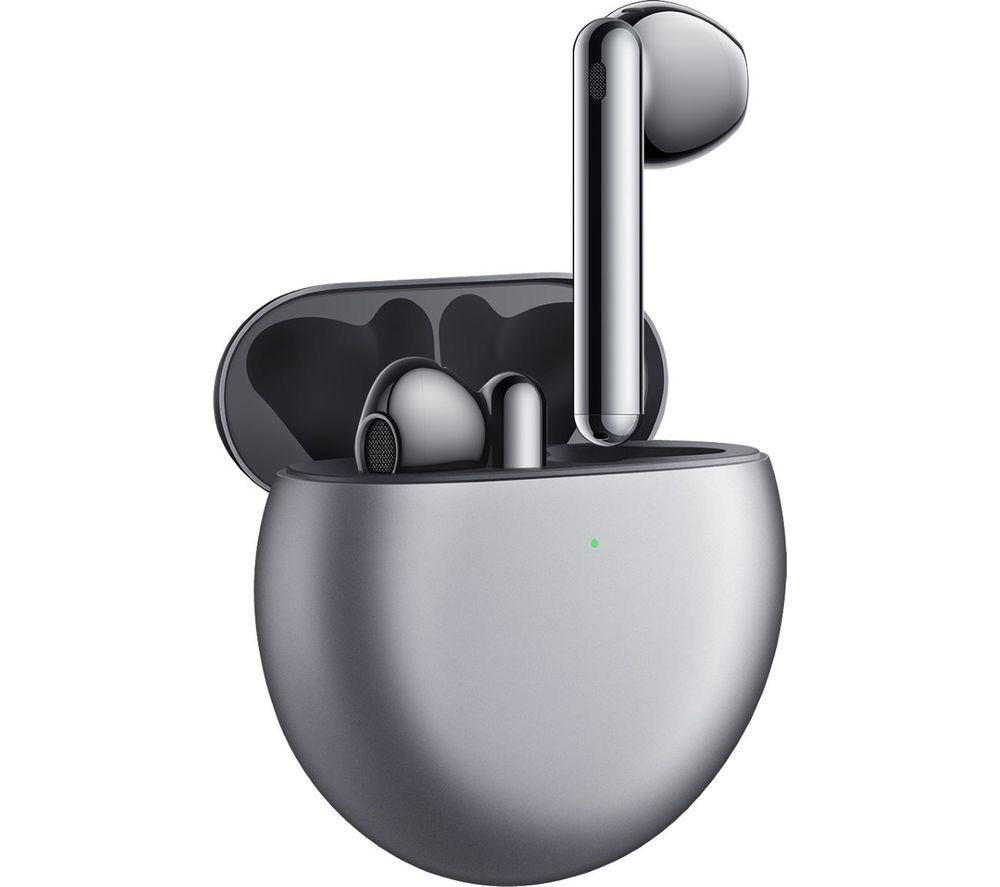HUAWEI Freebuds 4 Wireless Bluetooth Noise-Cancelling Earbuds with Wireless Charging Case - Silver