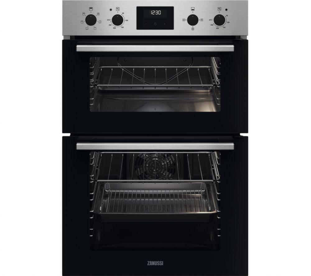 ZANUSSI FanCook ZKHNL3X1 Electric Built-under Double Oven - Stainless Steel