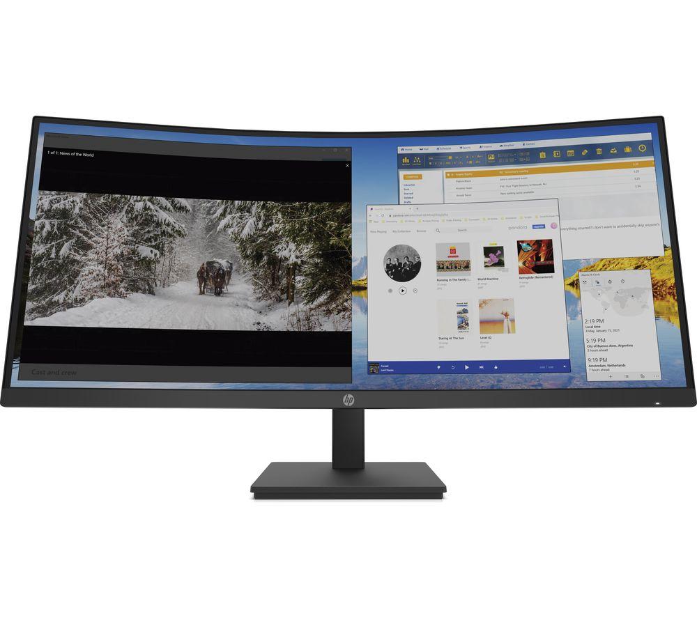 HP M34d Wide Quad HD 34inch IPS LCD Monitor - Black  White