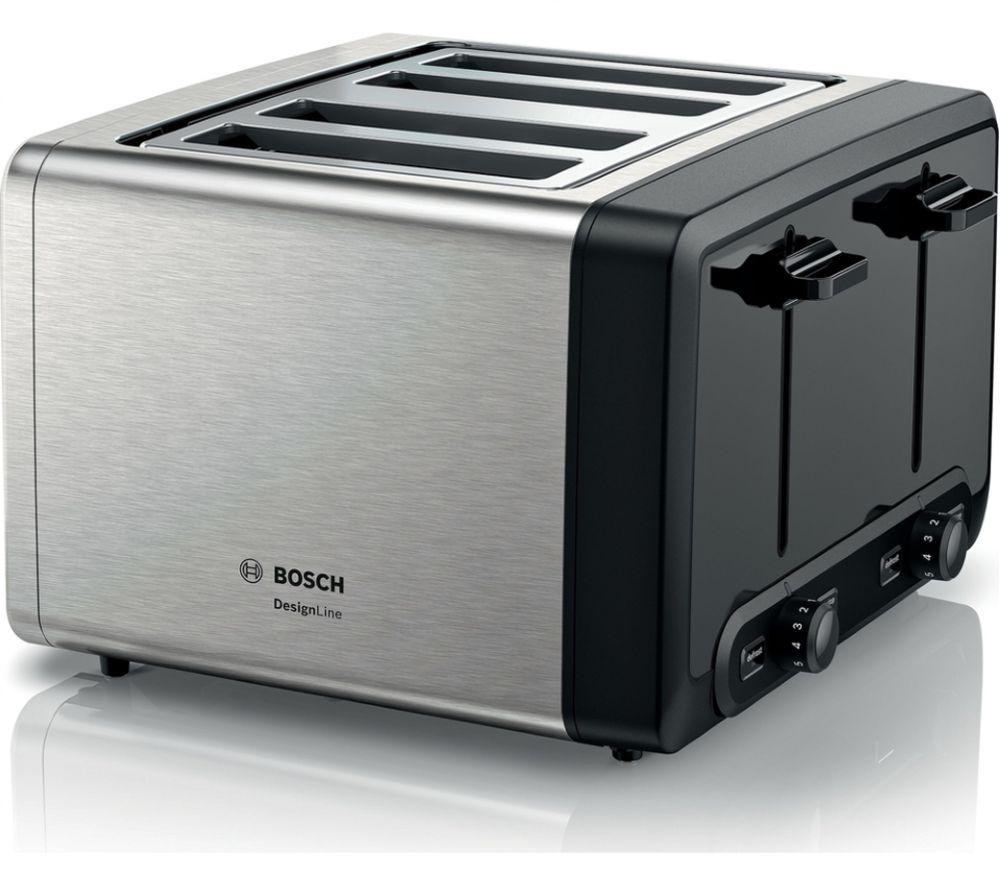 BOSCH DesignLine Plus TAT4P440GB 4-Slice Toaster - Silver