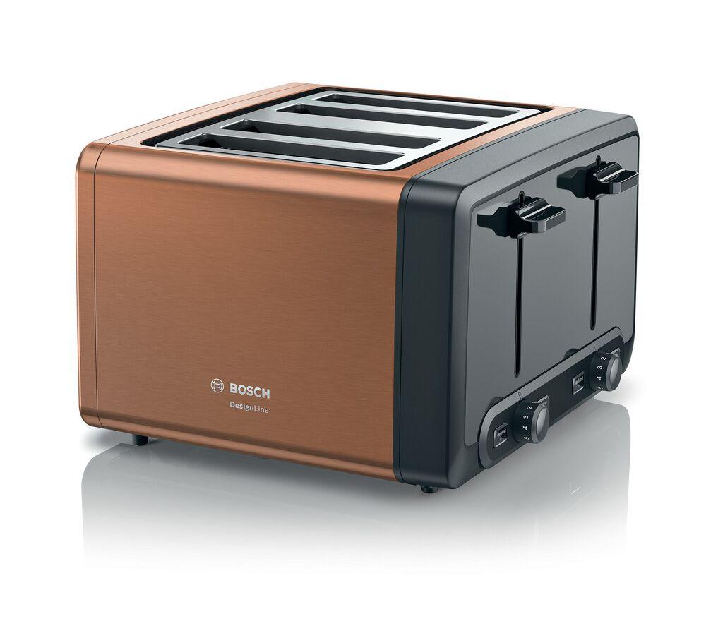 BOSCH DesignLine Plus TAT4P449GB 4-Slice Toaster - Copper