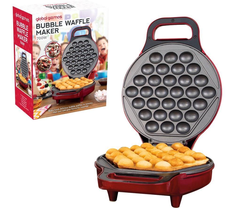 GLOBAL GIZMOS 35539 Bubble Waffle Maker - Metallic Red