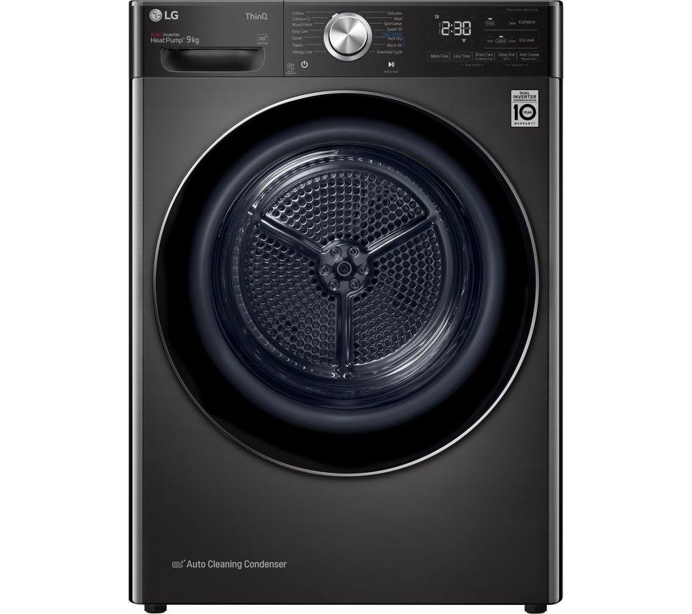 LG FDV1109B WiFi-enabled 9 kg Heat Pump Tumble Dryer - Black Steel