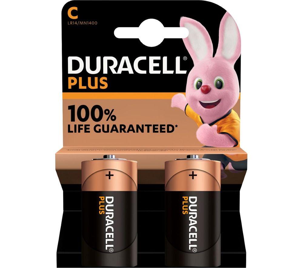 DURACELL Plus C Alkaline Batteries - Pack of 2