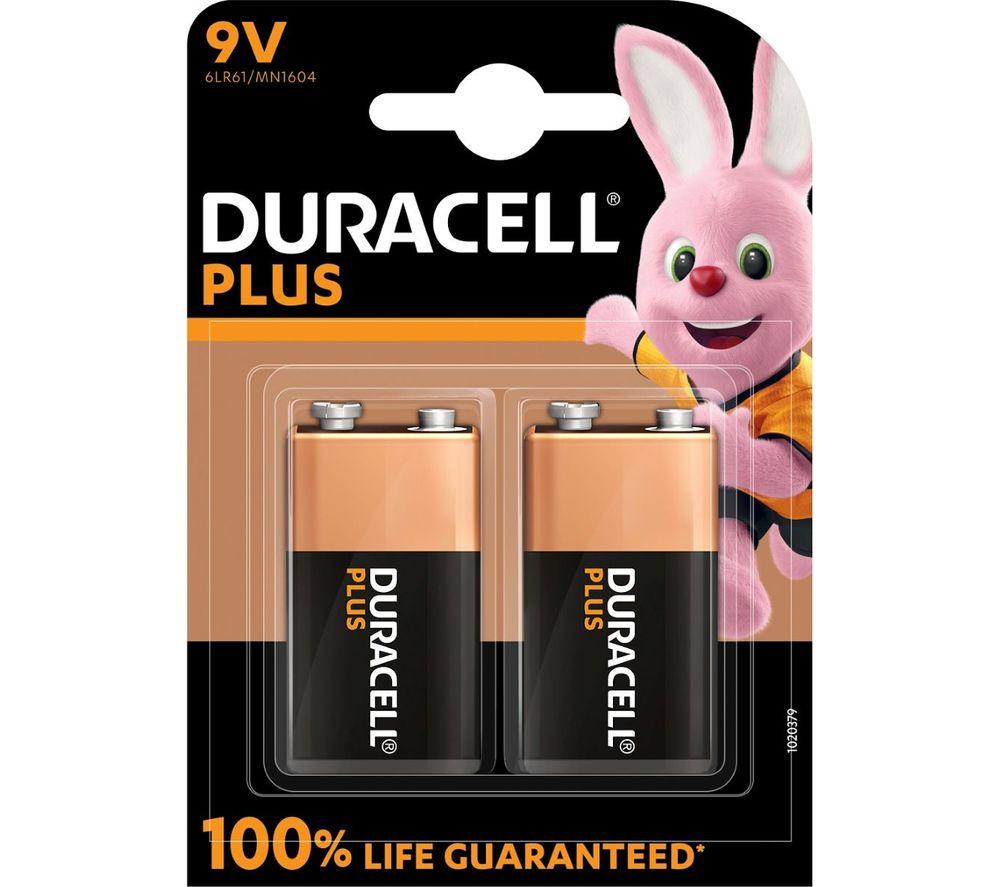 DURACELL Plus 9V Alkaline Battery - Pack of 2