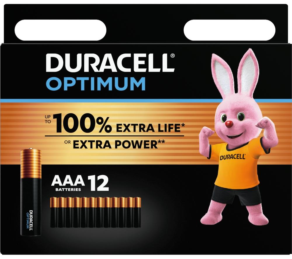 DURACELL Optimum AAA Alkaline Batteries - Pack of 12