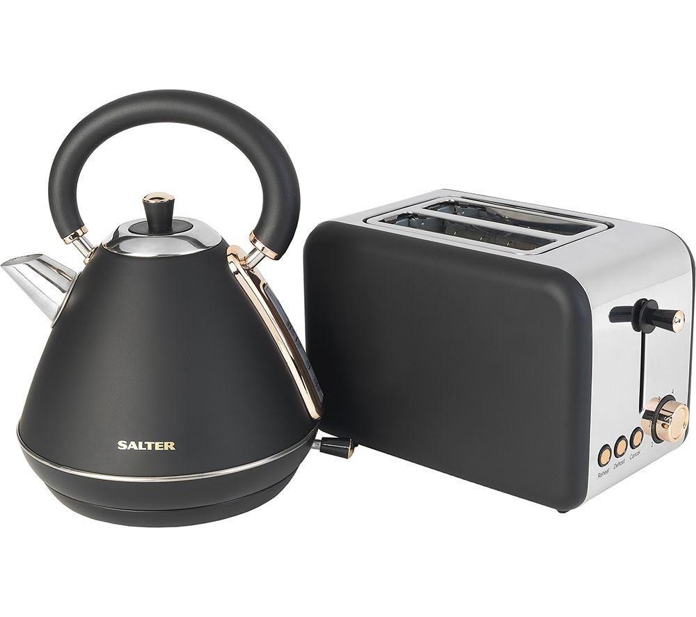 SALTER COMBO-3646 2-Slice Toaster & Traditional Kettle Bundle - Black & Rose Gold