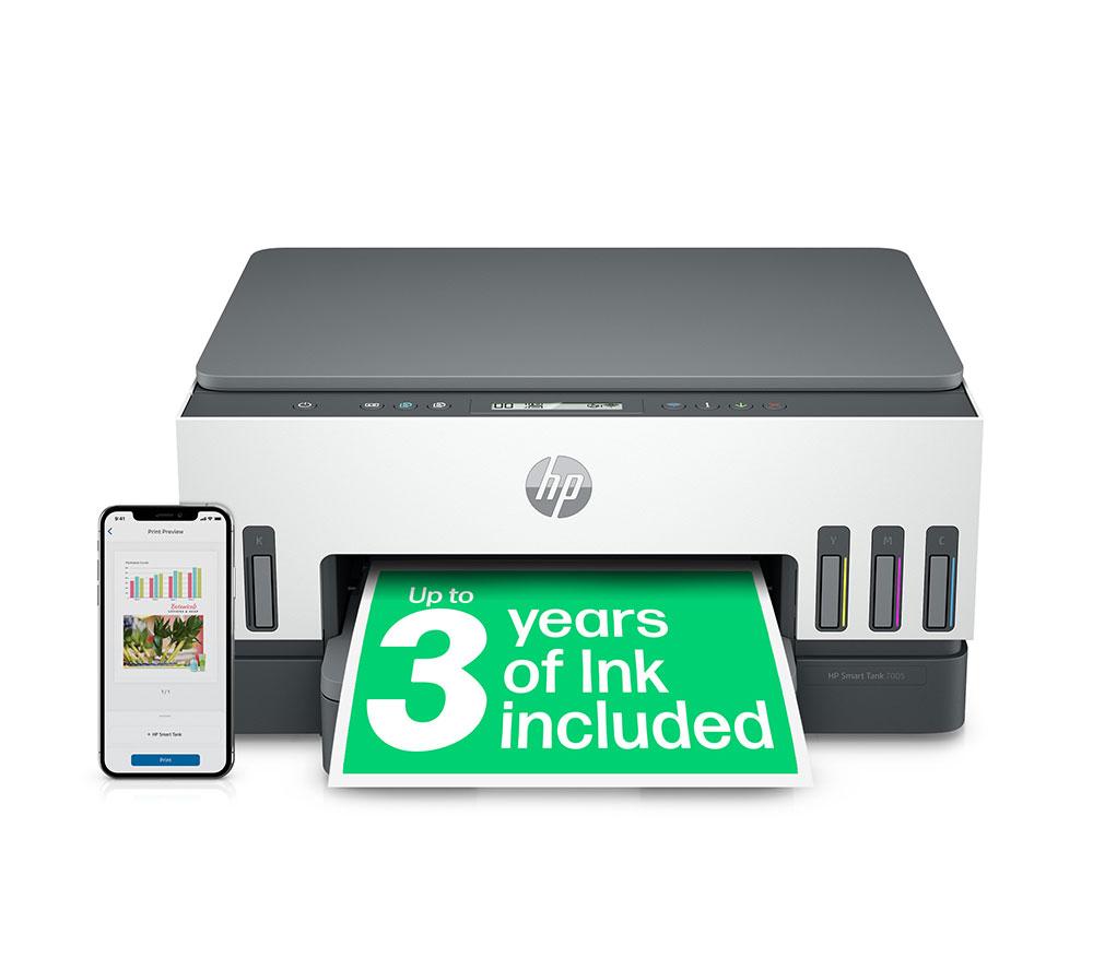 HP Smart Tank 7005 All-in-One Wireless Inkjet Printer  Silver/Grey White
