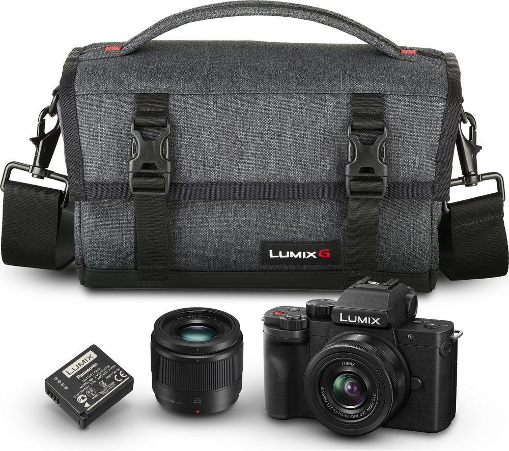 PANASONIC Lumix DC-G100 Mirrorless Camera Travel Kit with G Vario 12-32 mm f/3.5-5.6 Asph. Mega O.I.S. & G 25 mm f/1.7 Lens