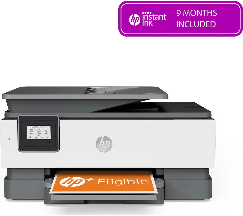 HP OfficeJet 8014e All-in-One Wireless Inkjet Printer with HP Plus  Silver/Grey White