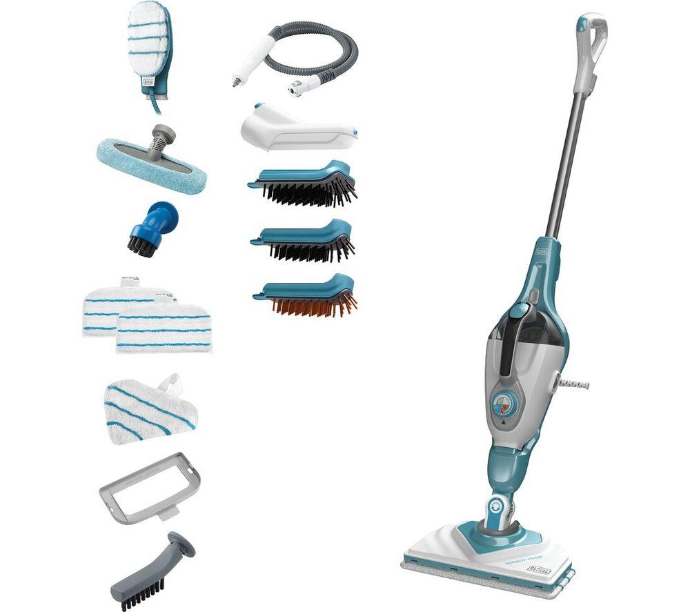 BLACK DECKER BHSM1610DSM-GB 2-in-1 Steam Mop - White & Blue