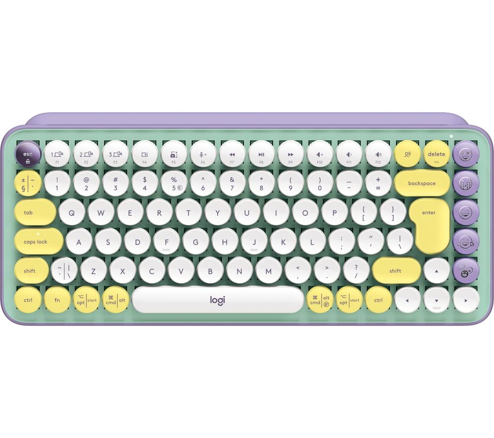 LOGITECH POP Keys Wireless Mechanical Keyboard - Daydream Mint  Green Purple Yellow White
