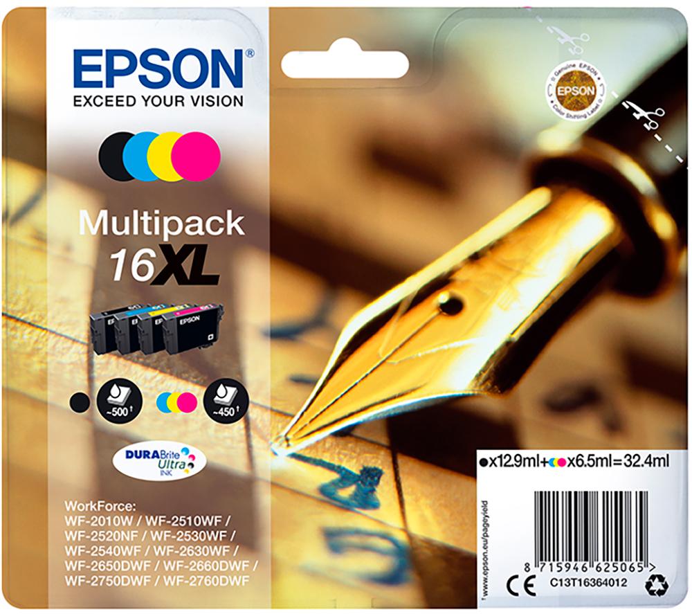 EPSON Pen & Crossword T1636 XL Cyan  Magenta  Yellow & Black Ink Cartridge - Multipack
