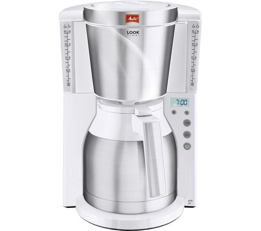 Melitta Look IV Therm Timer Filter Coffee Machine White & Stainless Steel  Stainless Steel