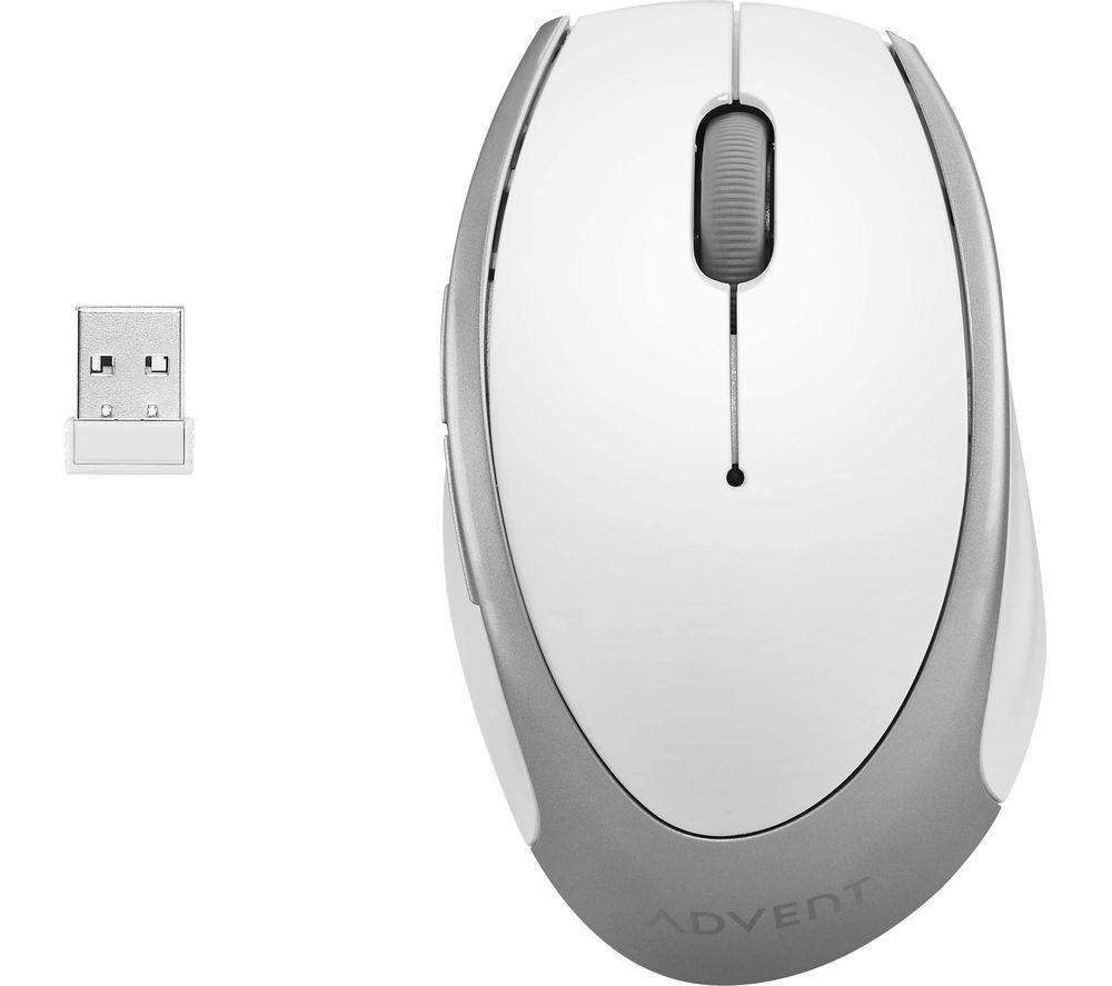 ADVENT AMWLWH19 Wireless Optical Mouse - White & Silver