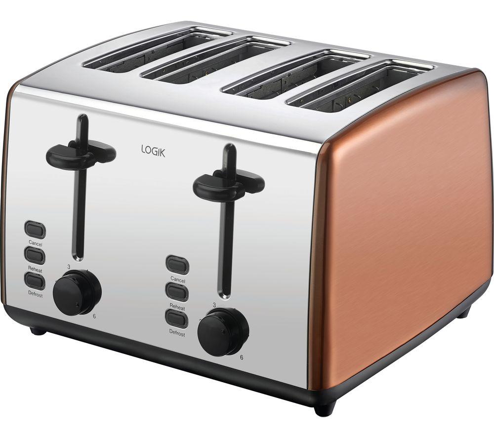 LOGIK L04TCU19 4-Slice Toaster - Copper & Silver