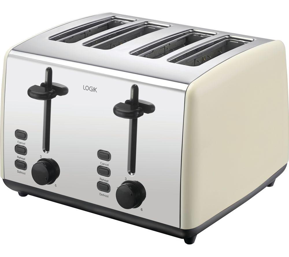 LOGIK L04TC19 4-Slice Toaster - Cream & Silver