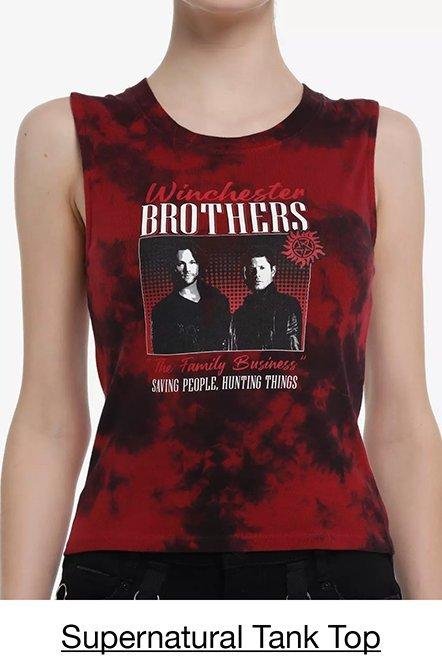 Supernatural Winchester Brothers Tie-Dye Girls Crop Muscle Tank Top