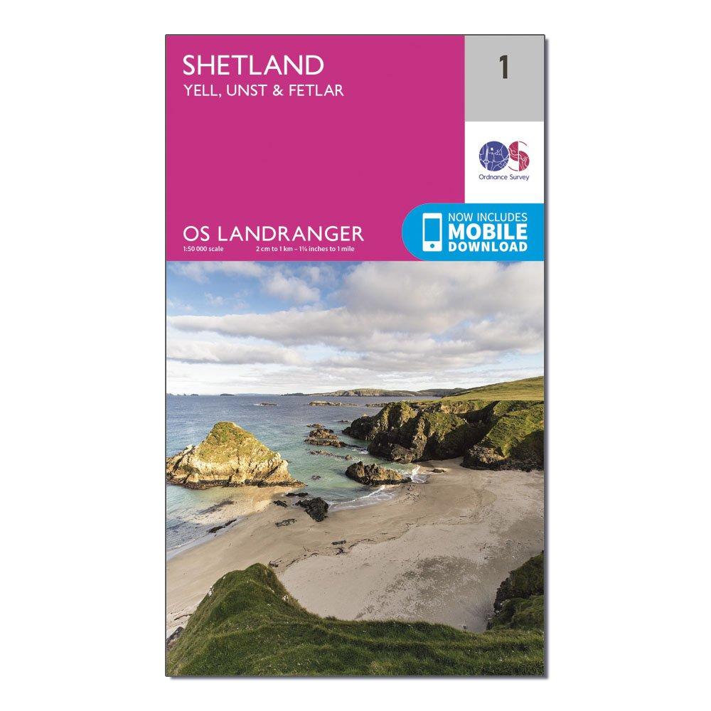 Ordnance Survey Pink Landranger 1 Shetland Yell, Unst And Fetlar Map With Digital Version -