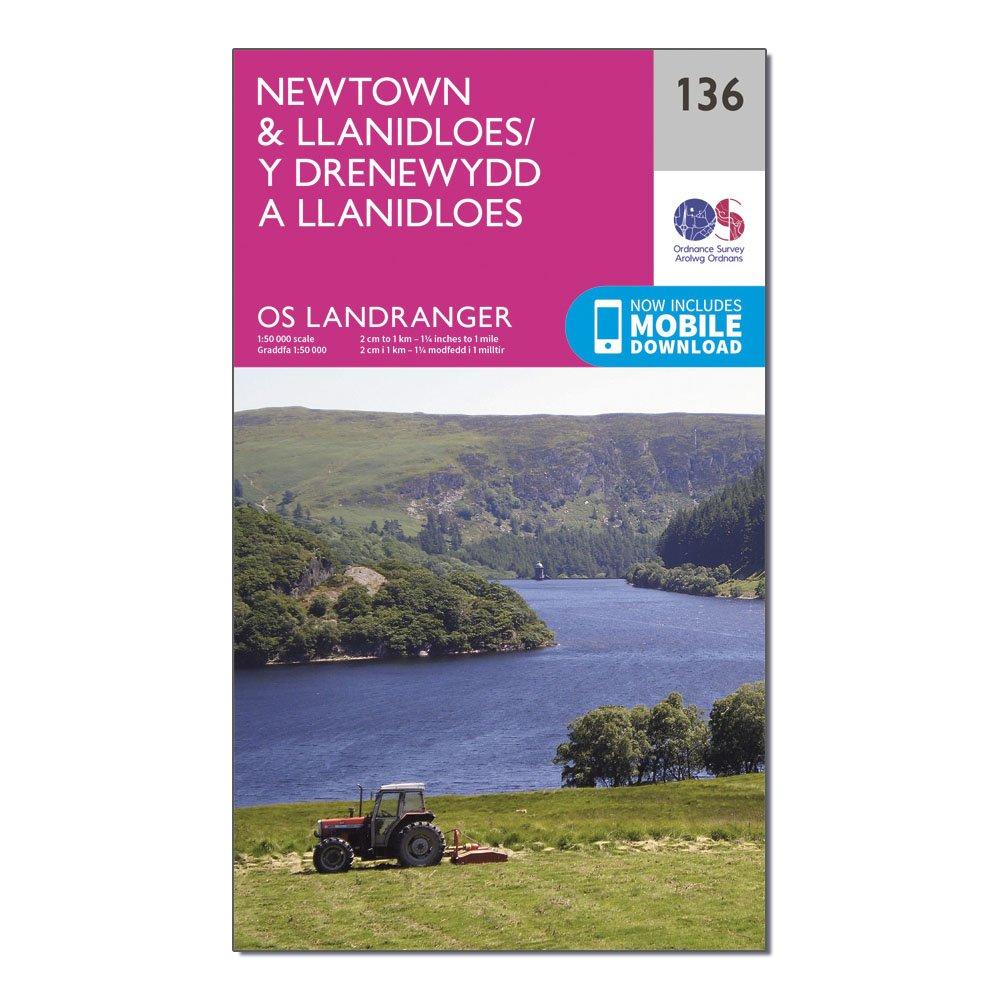 Ordnance Survey Unisex Pink Landranger 136 Newtown & Llanidloes Map With Digital Version