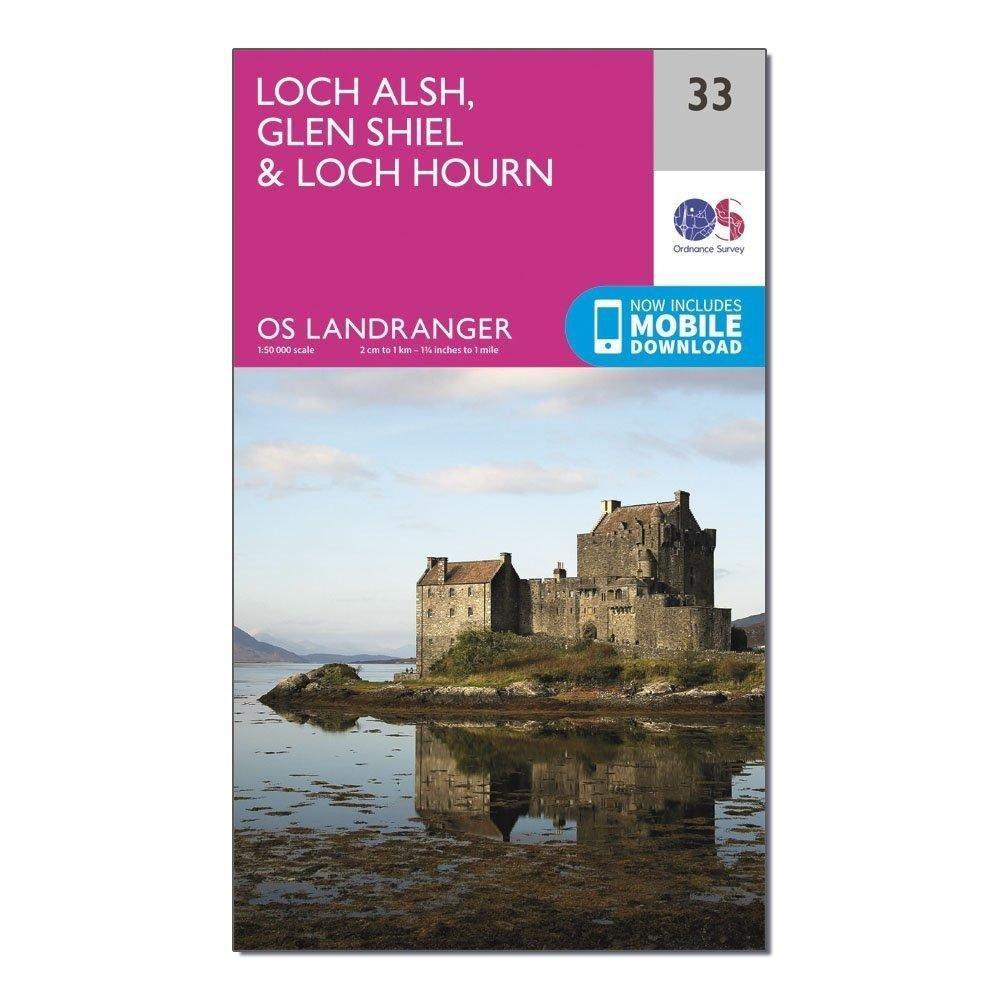 Ordnance Survey Landranger 33 Loch Alsh, Glen Shiel & Loch Hourn Map With Digital Version - Pink, Pink