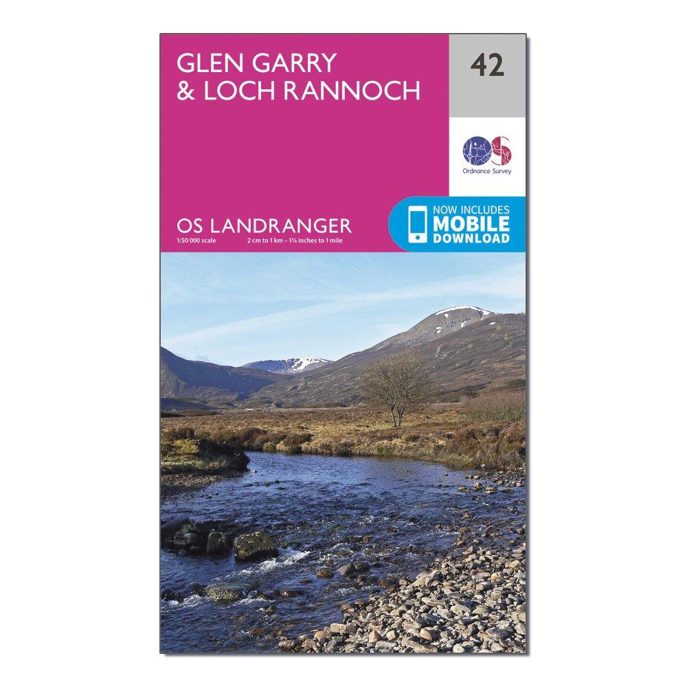 Ordnance Survey Landranger 42 Glen Garry & Loch Rannoch Map With Digital Version - Pink, Pink