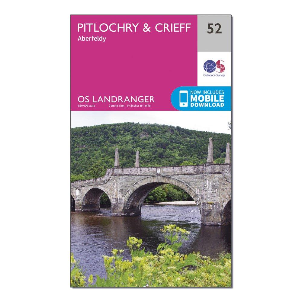 Ordnance Survey Unisex Pink Landranger 52 Pitlochry & Crieff Map With Digital Version