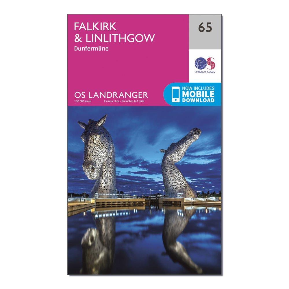Ordnance Survey Pink Landranger 65 Falkirk & Linlithgow, Dunfermline Map With Digital Version -