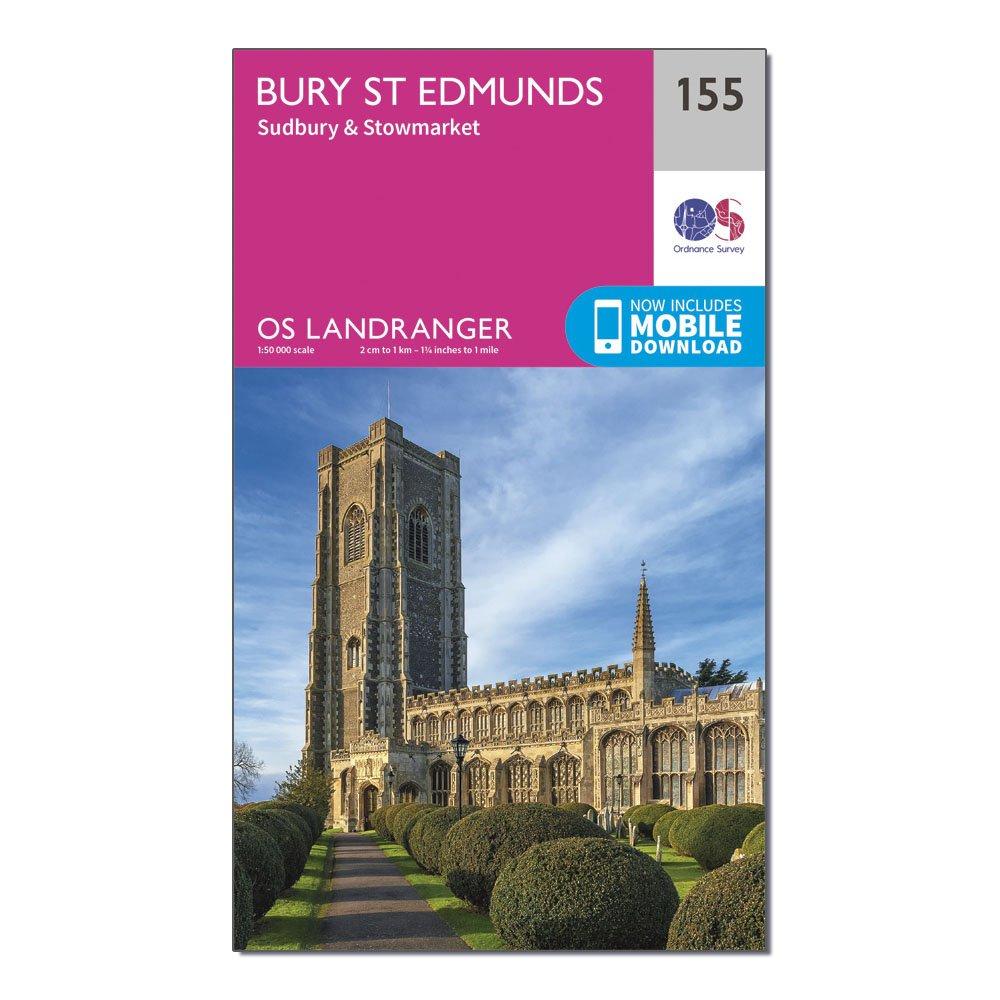 Ordnance Survey Unisex Pink Landranger 155 Bury St Edmunds, Sudbury & Stowmarket Map With Digital Version -