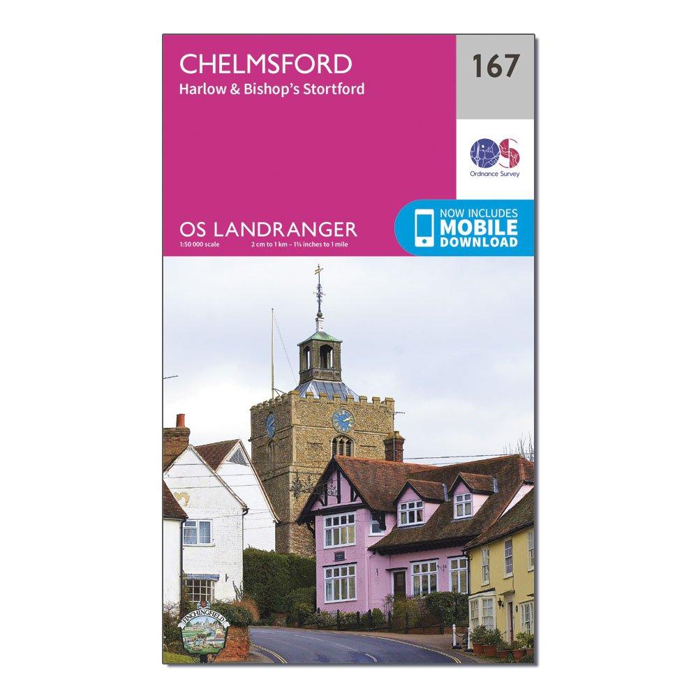 Landranger 167 Chelmsford, Harlow & Bishop's Stortford Map With Digital Version - Pink, Pink