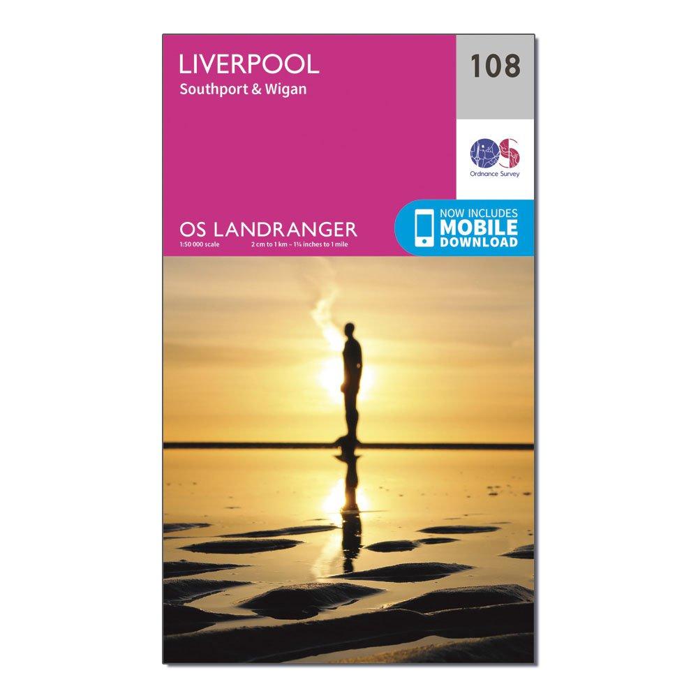 Landranger 108 Liverpool, Southport & Wigan Map With Digital Version - Pink, Pink