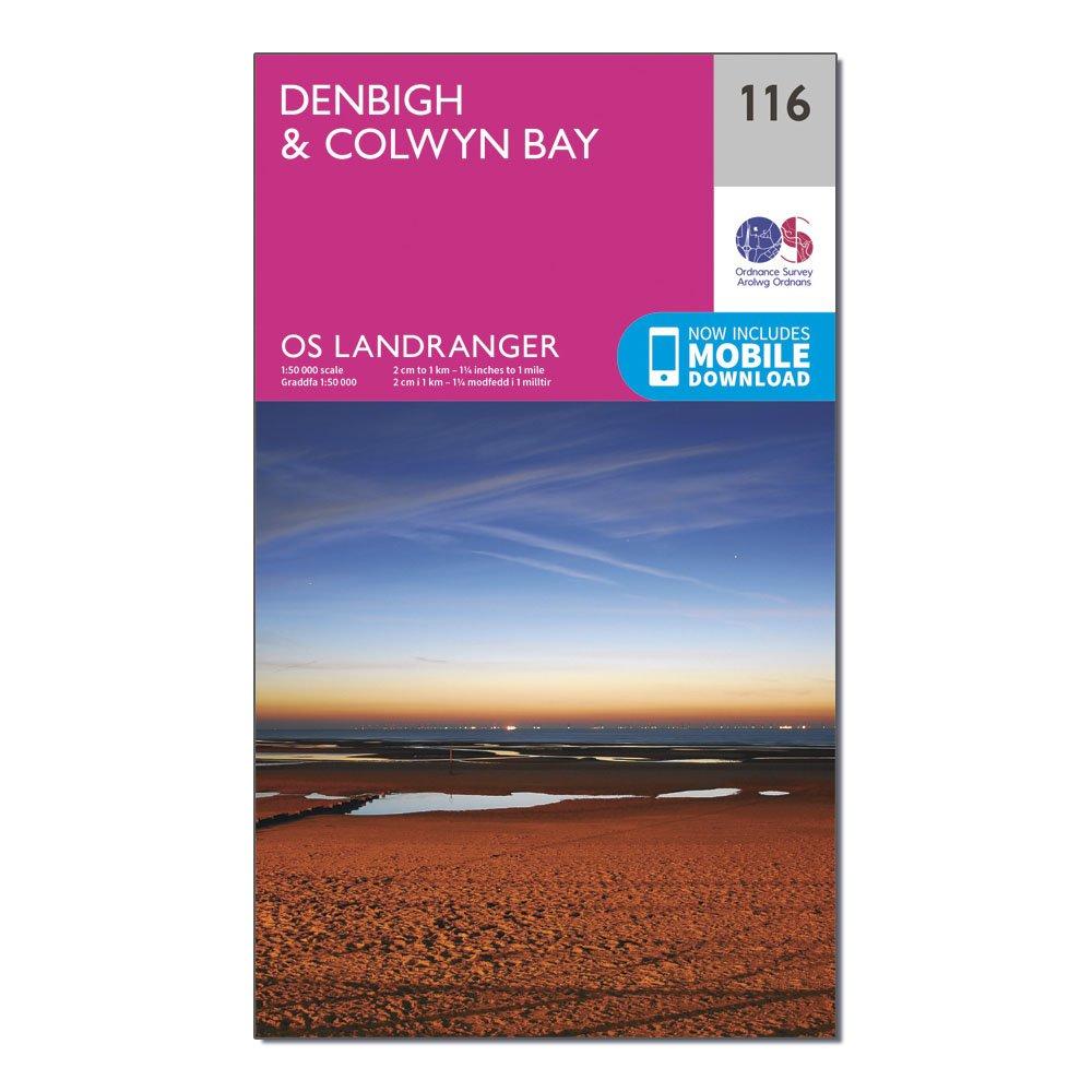Ordnance Survey Unisex Os Landranger 116 Denbigh & Colwyn Bay Map, Pink