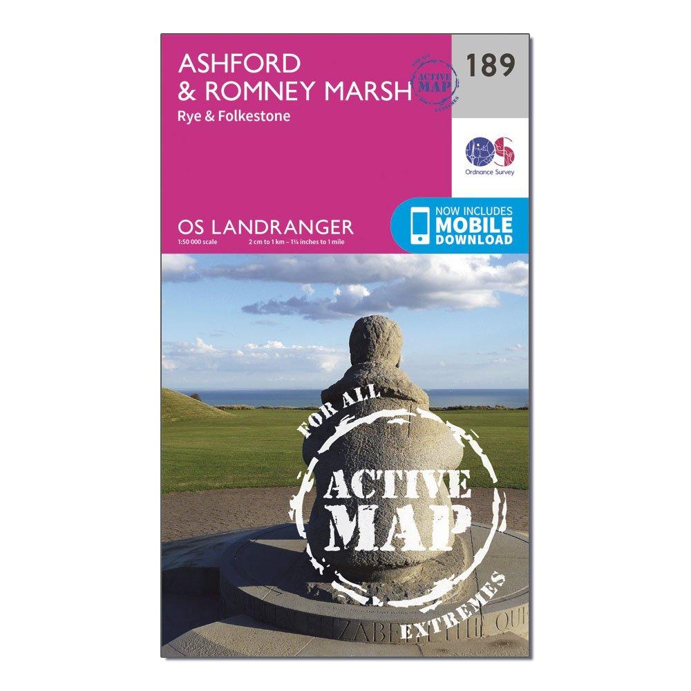 Click to view product details and reviews for Landranger Active 189 Ashford Romney Marsh Rye Folkestone Map With Digital Version Pink.