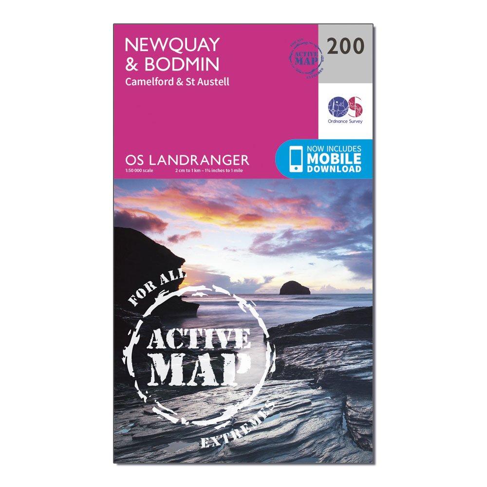 Landranger Active 200 Newquay, Bodmin, Camelford & St Austell Map With Digital Version - Pink, Pink