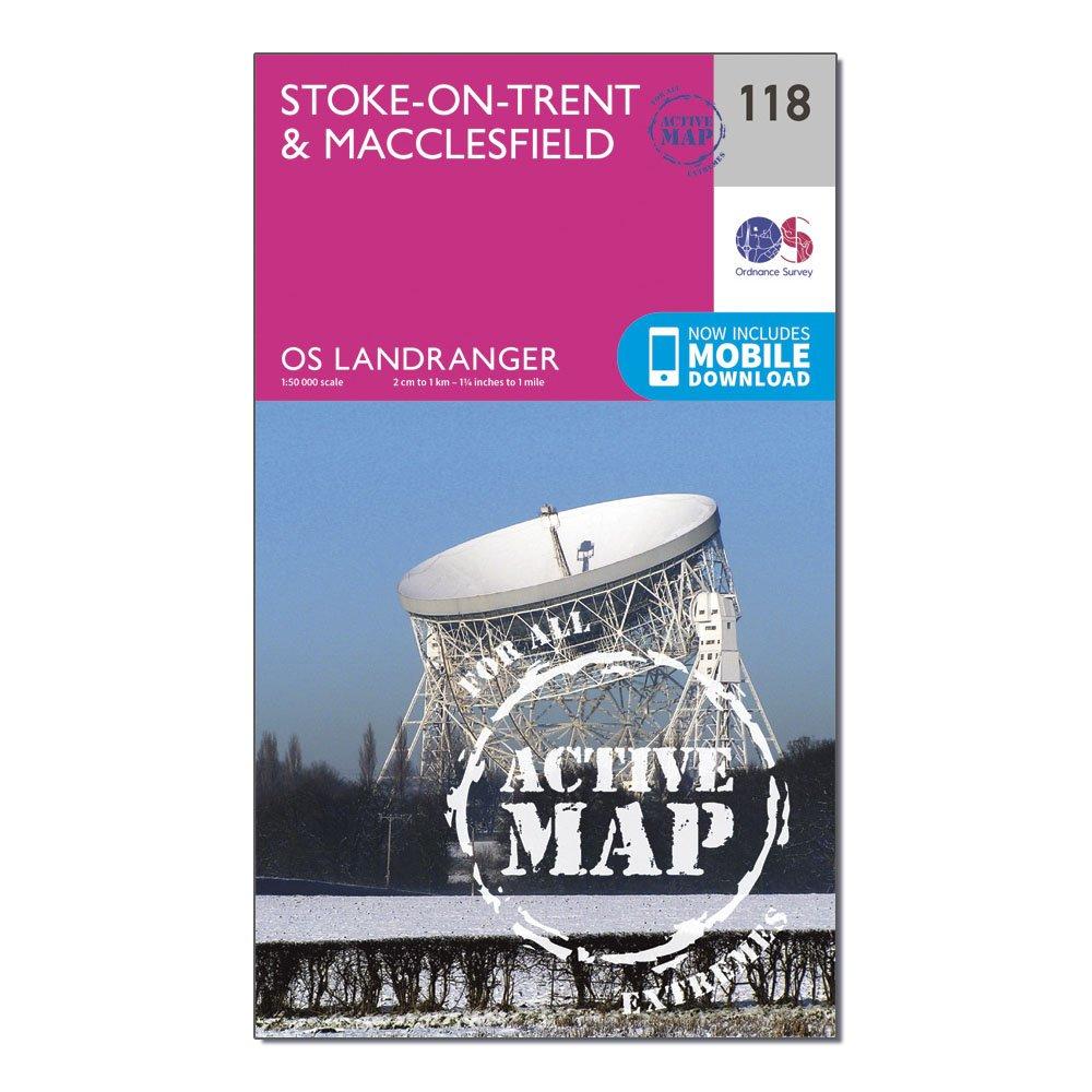 Landranger Active 118 Stoke-On-Trent & Macclesfield Map With Digital Version - Pink, Pink
