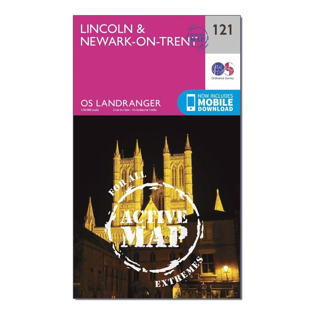 Ordnance Survey Unisex Pink Landranger Active 121 Lincoln & Newark-On-Trent Map With Digital Version