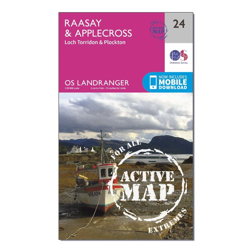 Ordnance Survey Unisex Pink Landranger Active 24 Raasay & Applecross, Loch Torridon & Plockton Map With Digital Version - Purple