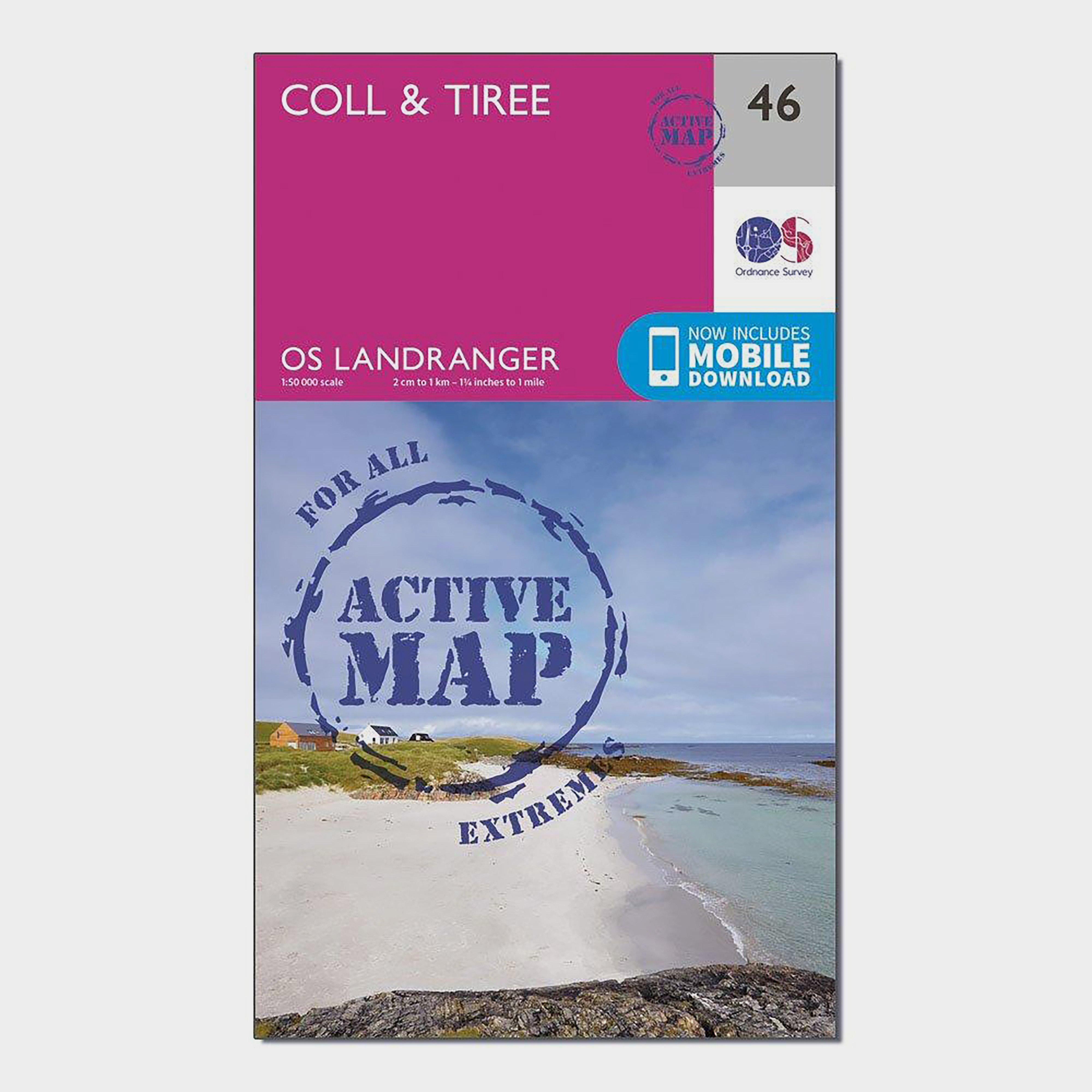 Ordnance Survey Pink Landranger Active 46 Coll & Tiree Map With Digital Version - Clear