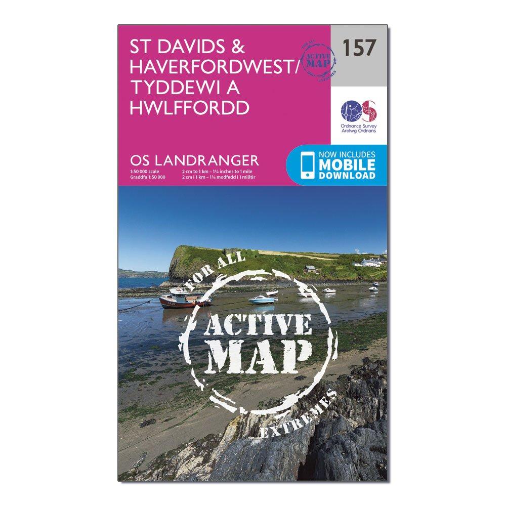 Ordnance Survey Unisex Pink Landranger Active 157 St Davids & Haverfordwest Map With Digital Version -