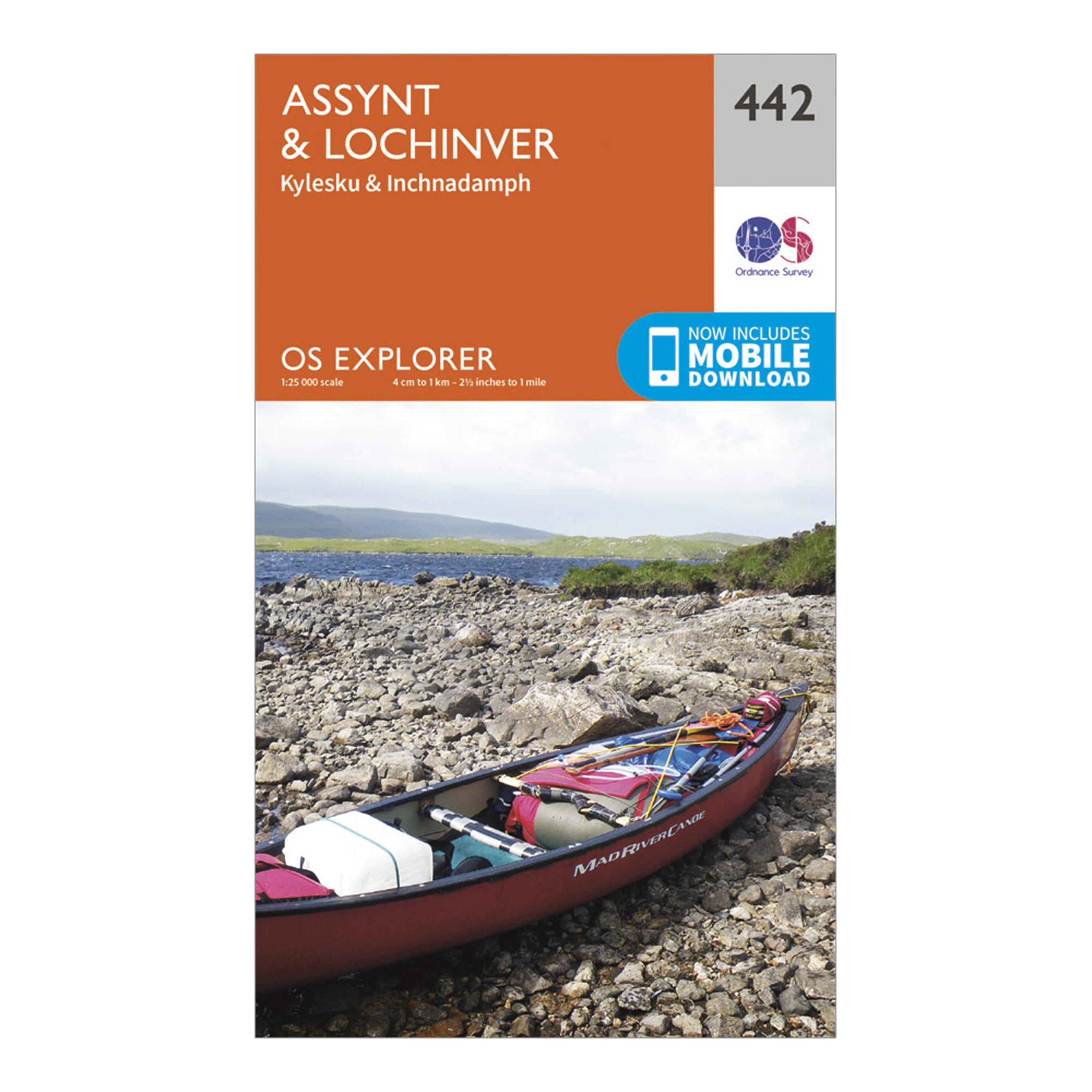 Explorer 442 Assynt & Lochinver Map With Digital Version - Yellow, Yellow
