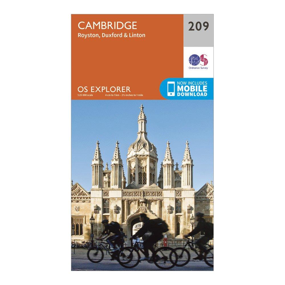 Ordnance Survey Unisex Orange Explorer 209 Cambridge, Royston, Duxford & Linton Map With Digital Version